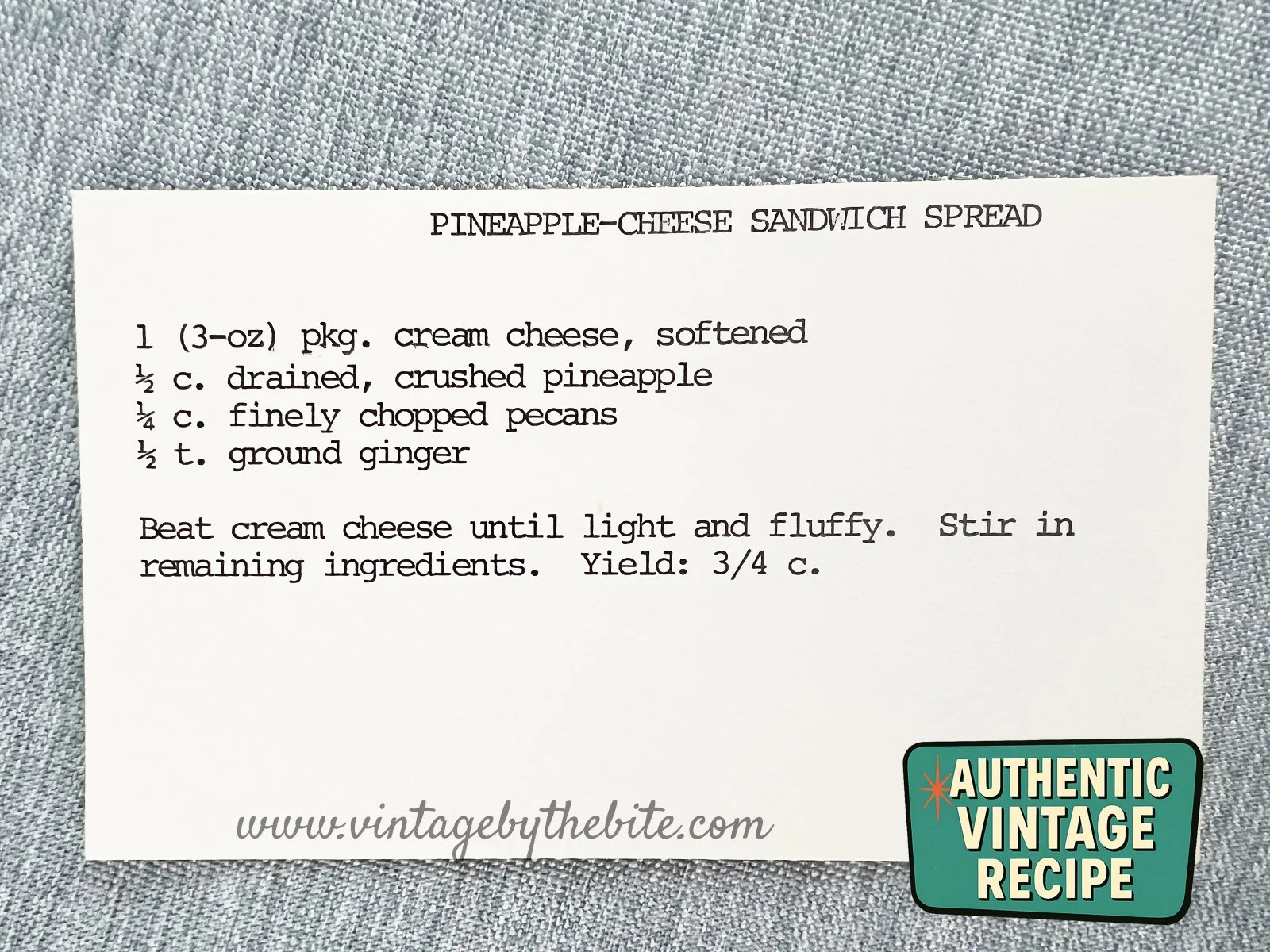 pineapple cheese sandwich recipe card