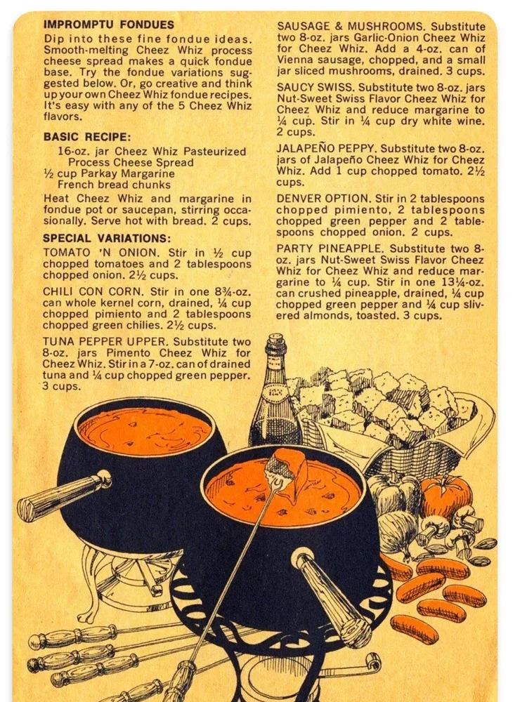 kraft cheez whiz fondue + variations/ public recipe