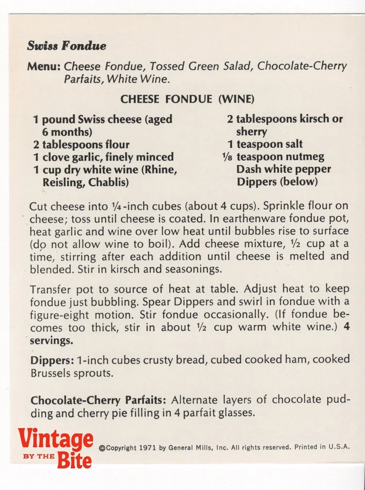 betty crocker swiss cheese fondue recipe/personal collection