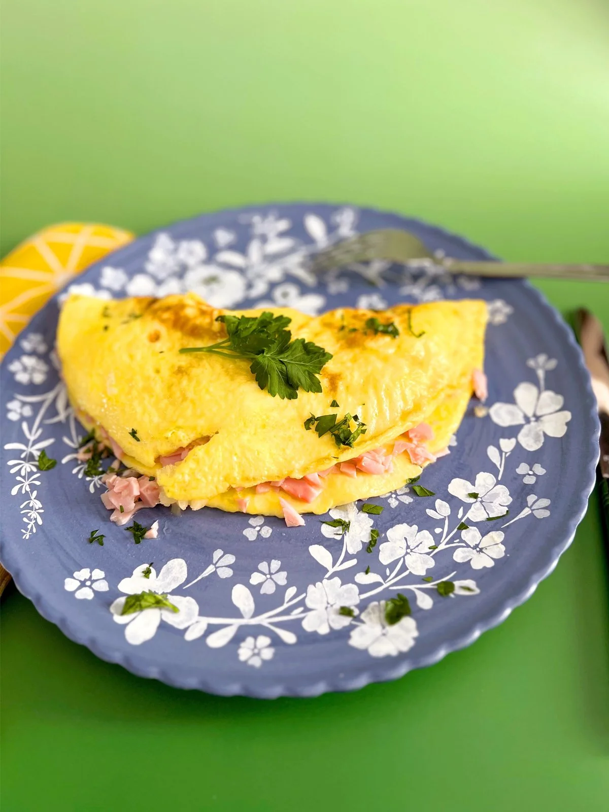 vintage ham and pineapple omelet
