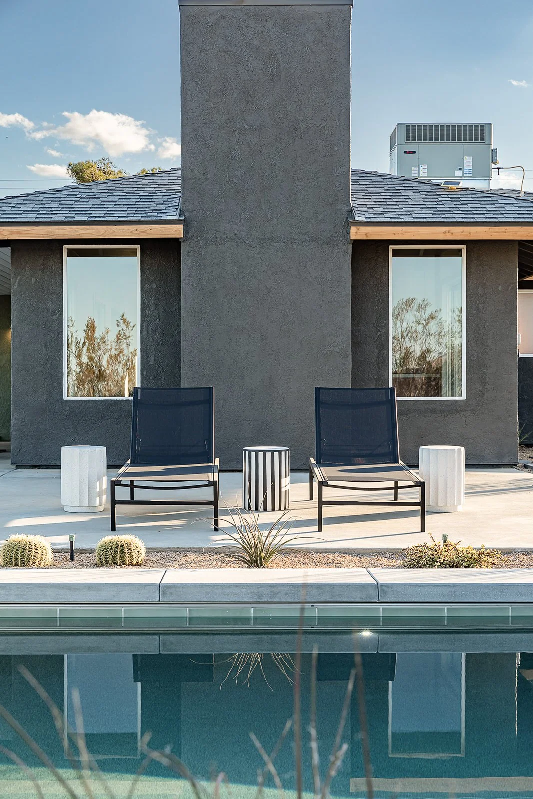 modern desert landscape design build with new pool for joshua tree california property for vacation home design