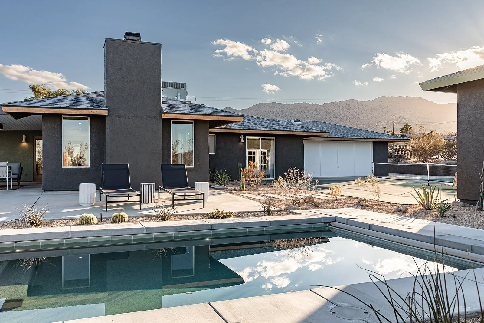 modern desert landscape design build with new pool for joshua tree california property for vacation home design