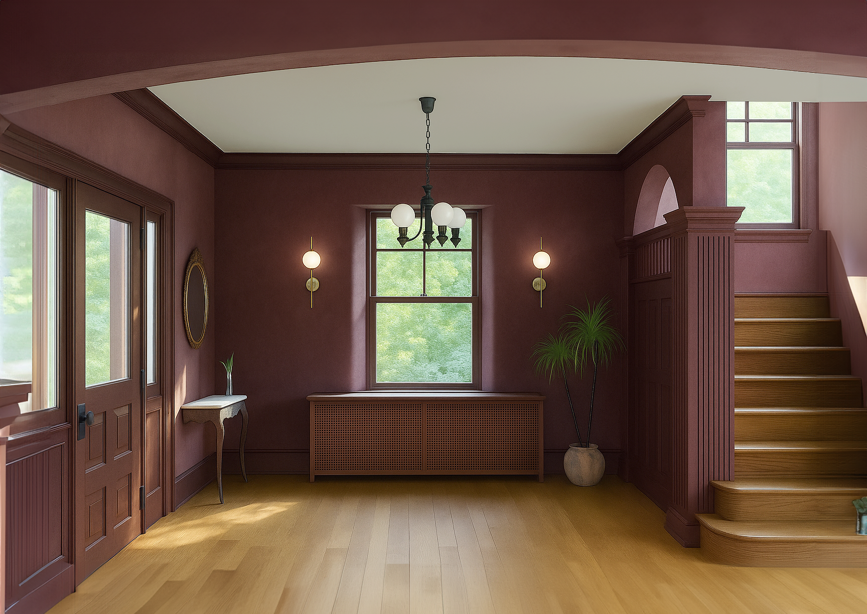 elevated foyer design that honors tradition in a modern way. preserving the natural character of the home and giving it new life