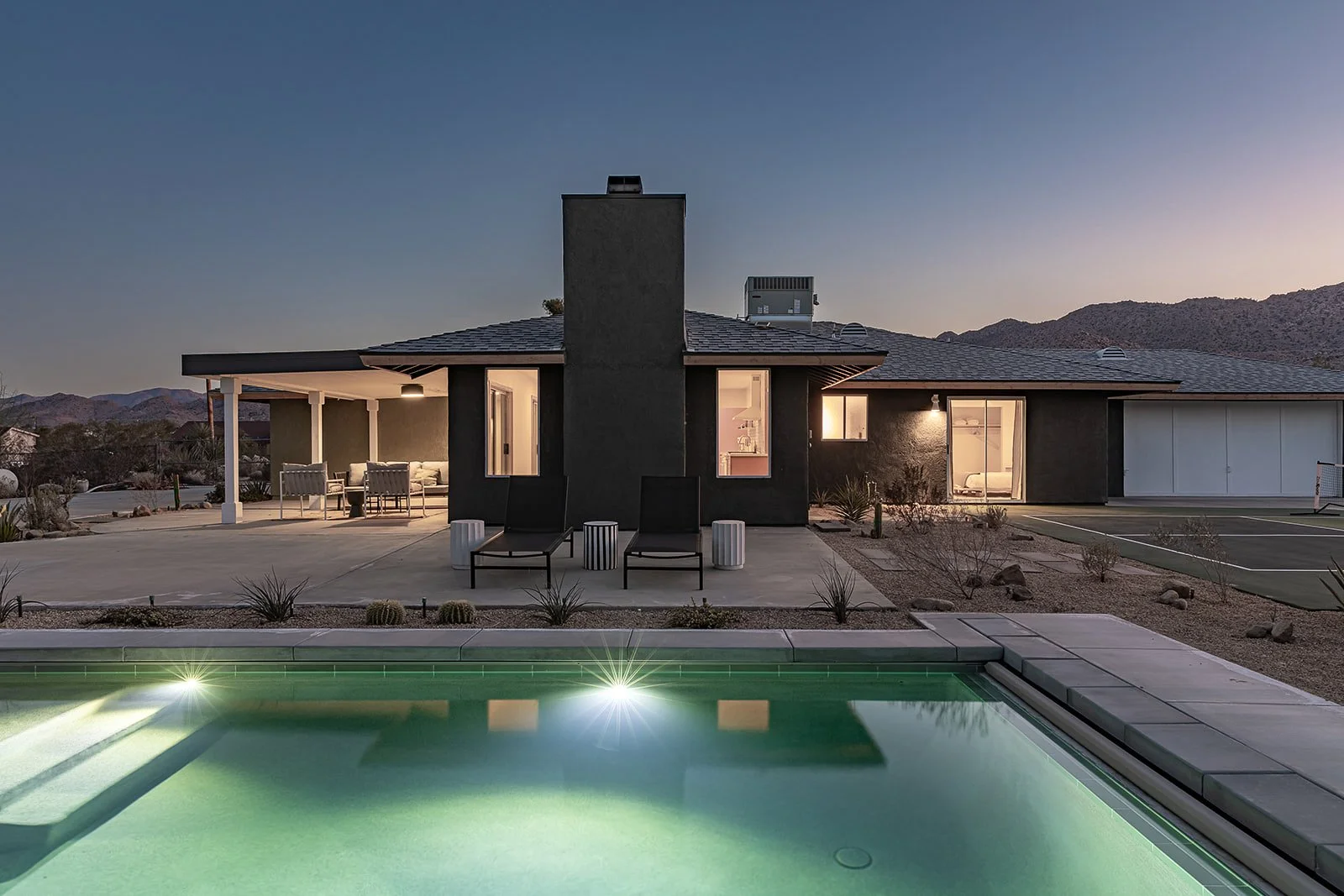 modern desert landscape design build with new pool for joshua tree california property near los angeles for vacation home design