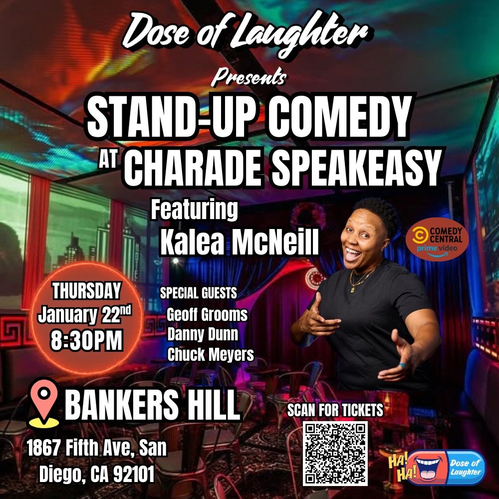 Bankers Hill San Diego!

Two Shows in one night! January 22nd at 7pm and 8:30PM. The 60min comedy showcase and @whateverkalea headlining the late show. 

Reserve your free tickets now with the links in the bio. 🎟️ 
Or on our website doseoflaughtersd