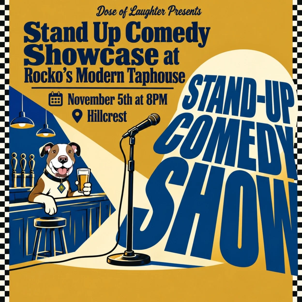 Next Showcase November 5th at 8pm 
@rockosmoderntaphouse in #Hillcrest

Grab your tickets with the link in the bio. 🎟️ 

#doseoflaughtersd #standupcomedysd #comedyshowcase #sandiego