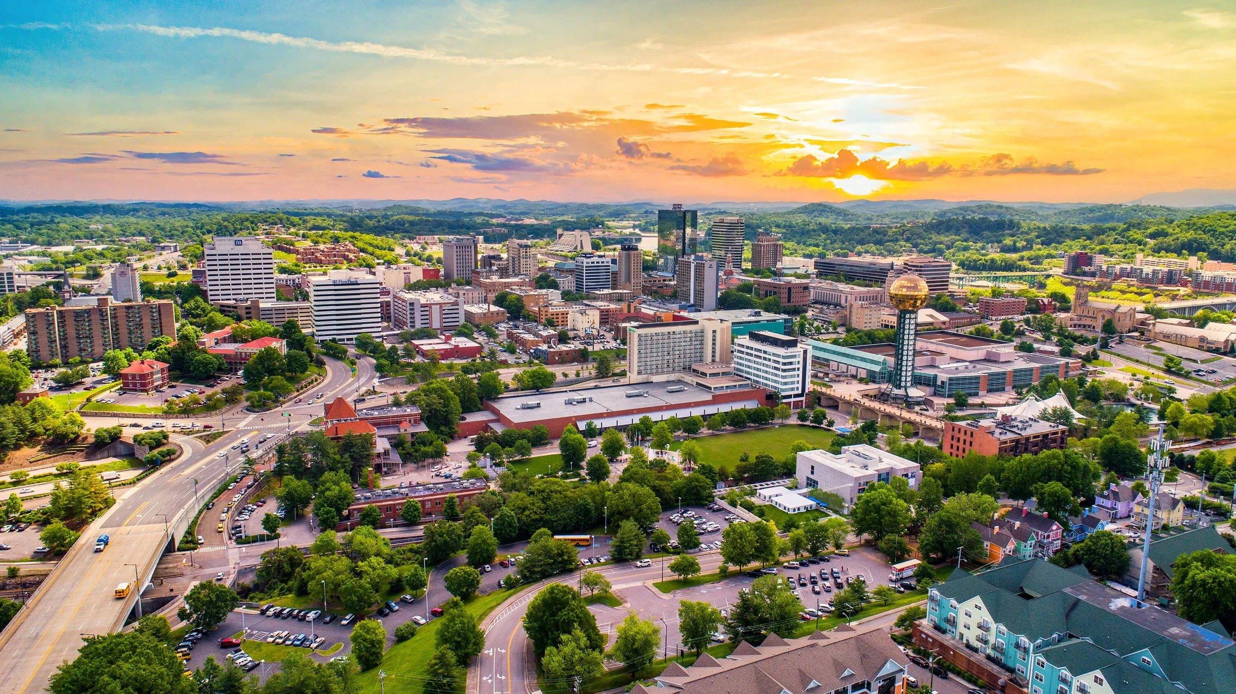 Aerial view of downtown Knoxville Tennessee