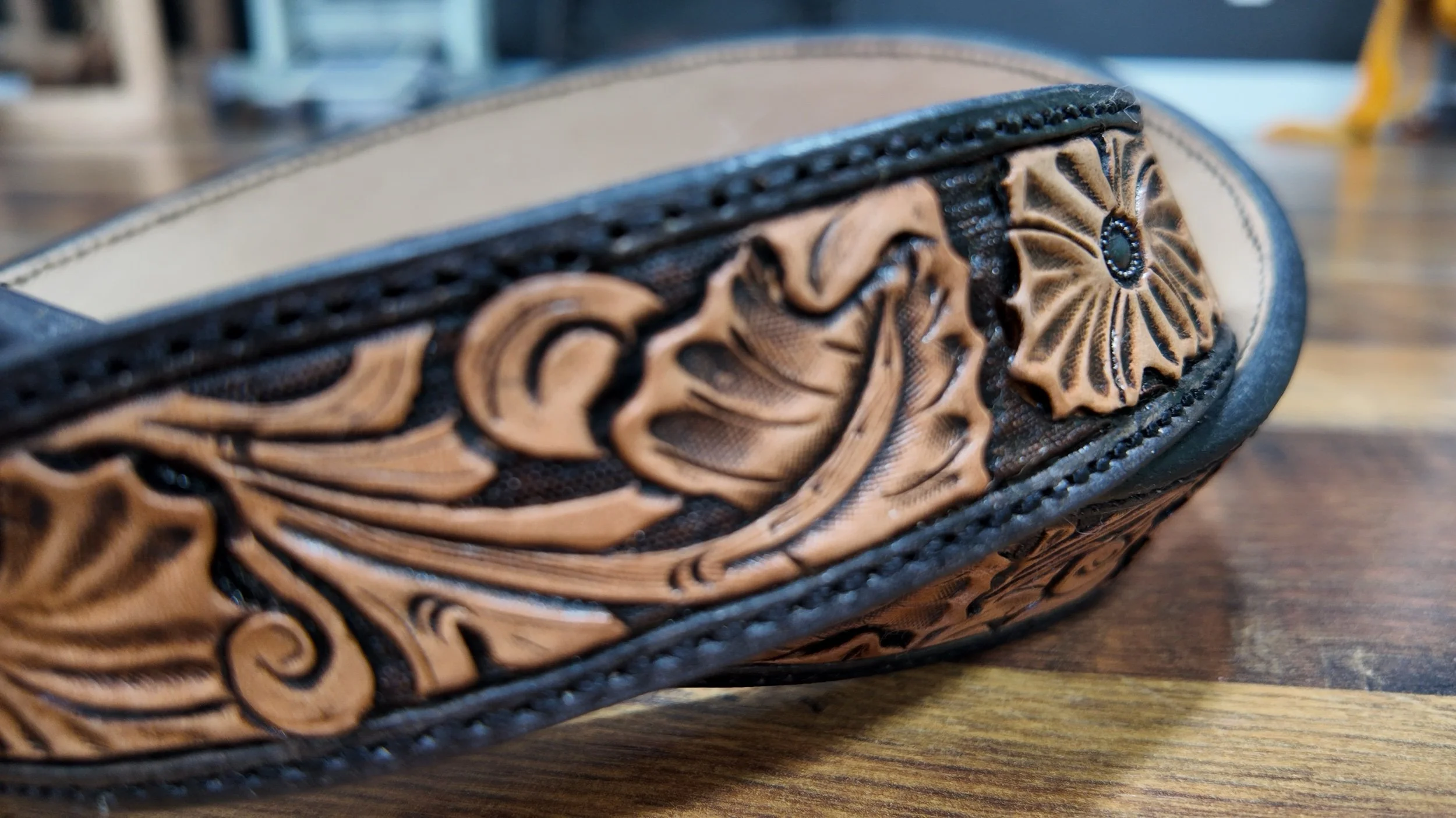 The "Midnight Bloom" Hand-Tooled Floral Western  Belt