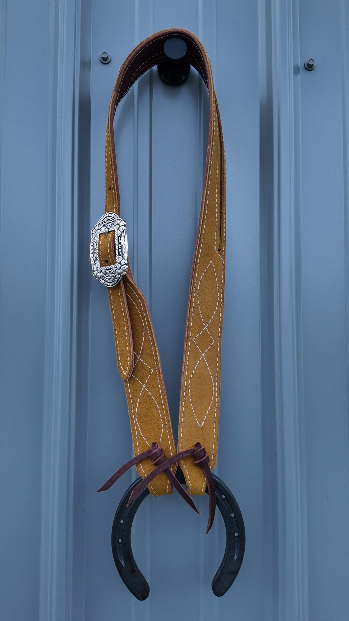 The "Gilded Sun" Mustard Suede & Latigo Split-Ear Western Headstall