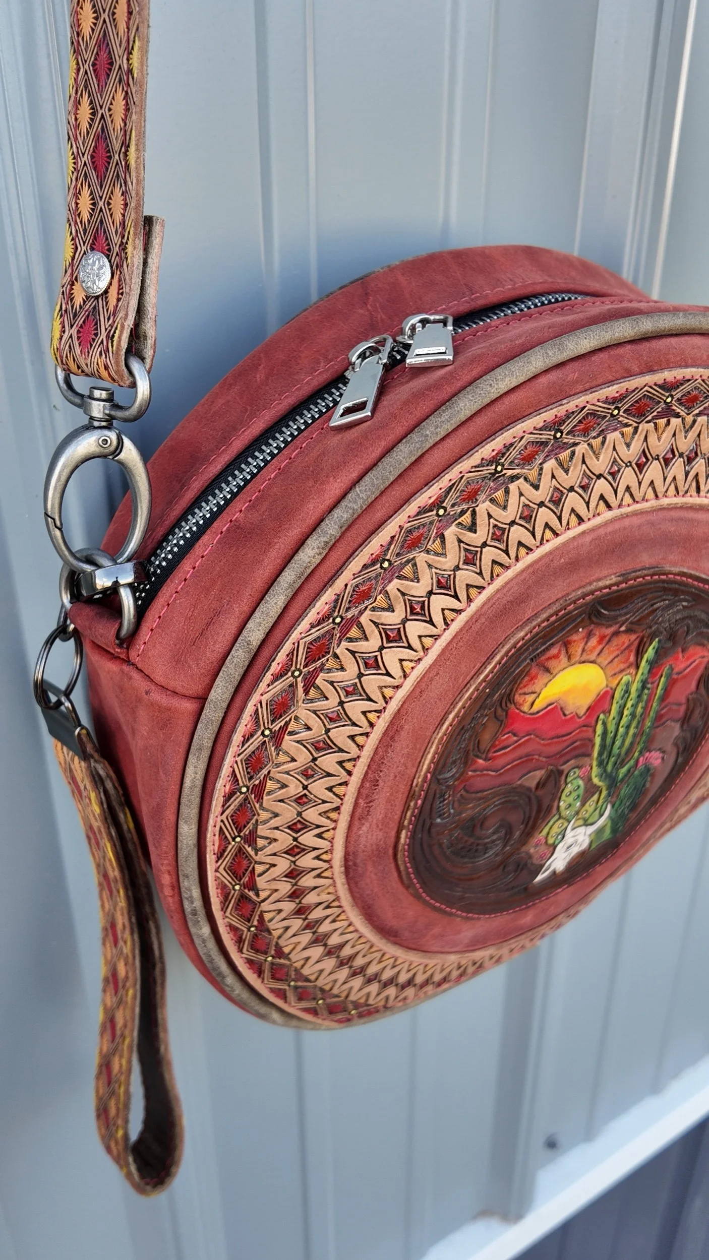 handmade western canteen purse zipper crossbody