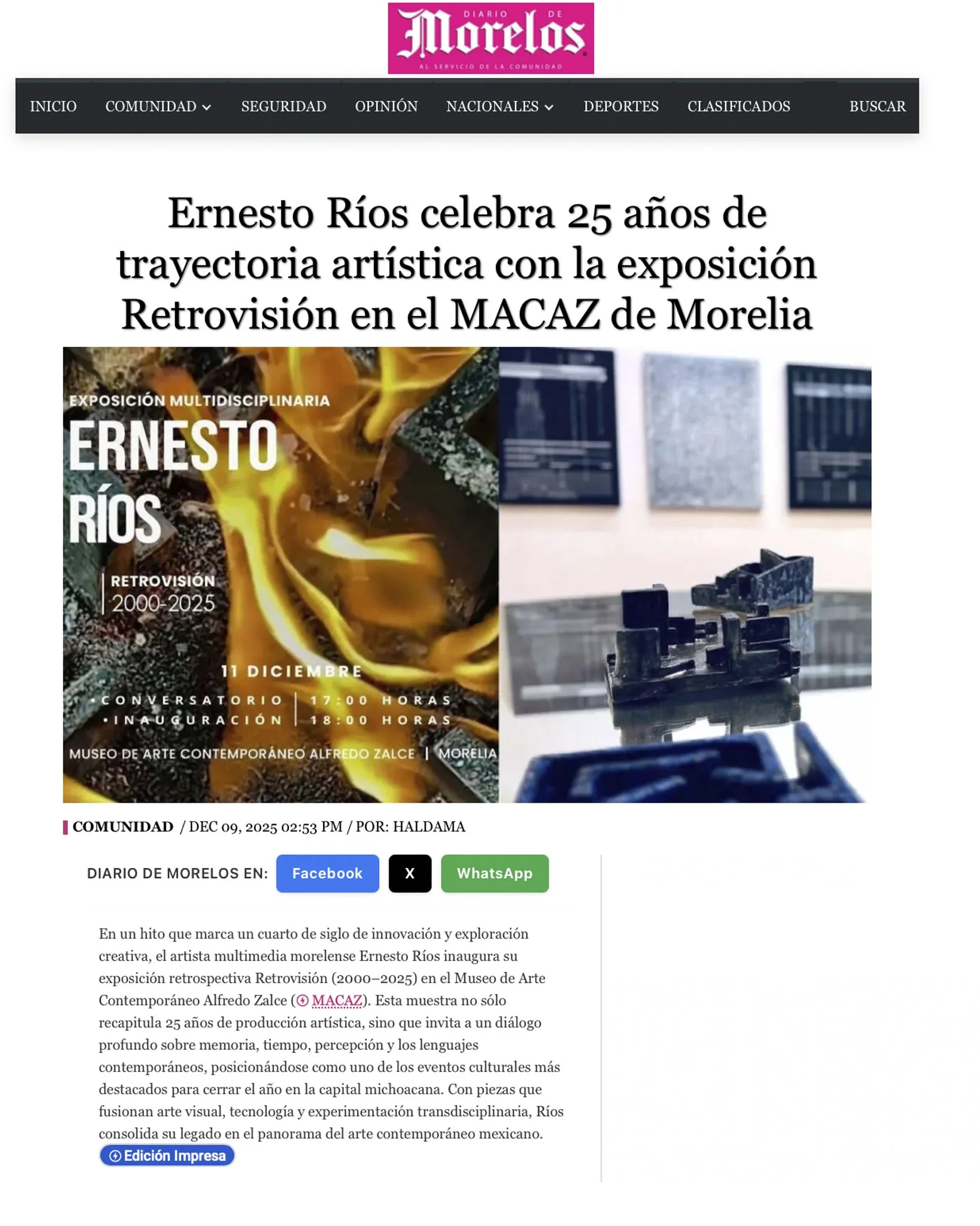 Ernesto Ríos Retrovisión (2000-2025) Noticias