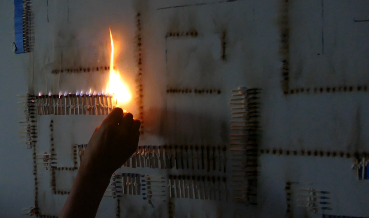 Ernesto Rios artist, Mexican artist, contemporary art, contemporary art cerillos reciclados Recycled matches