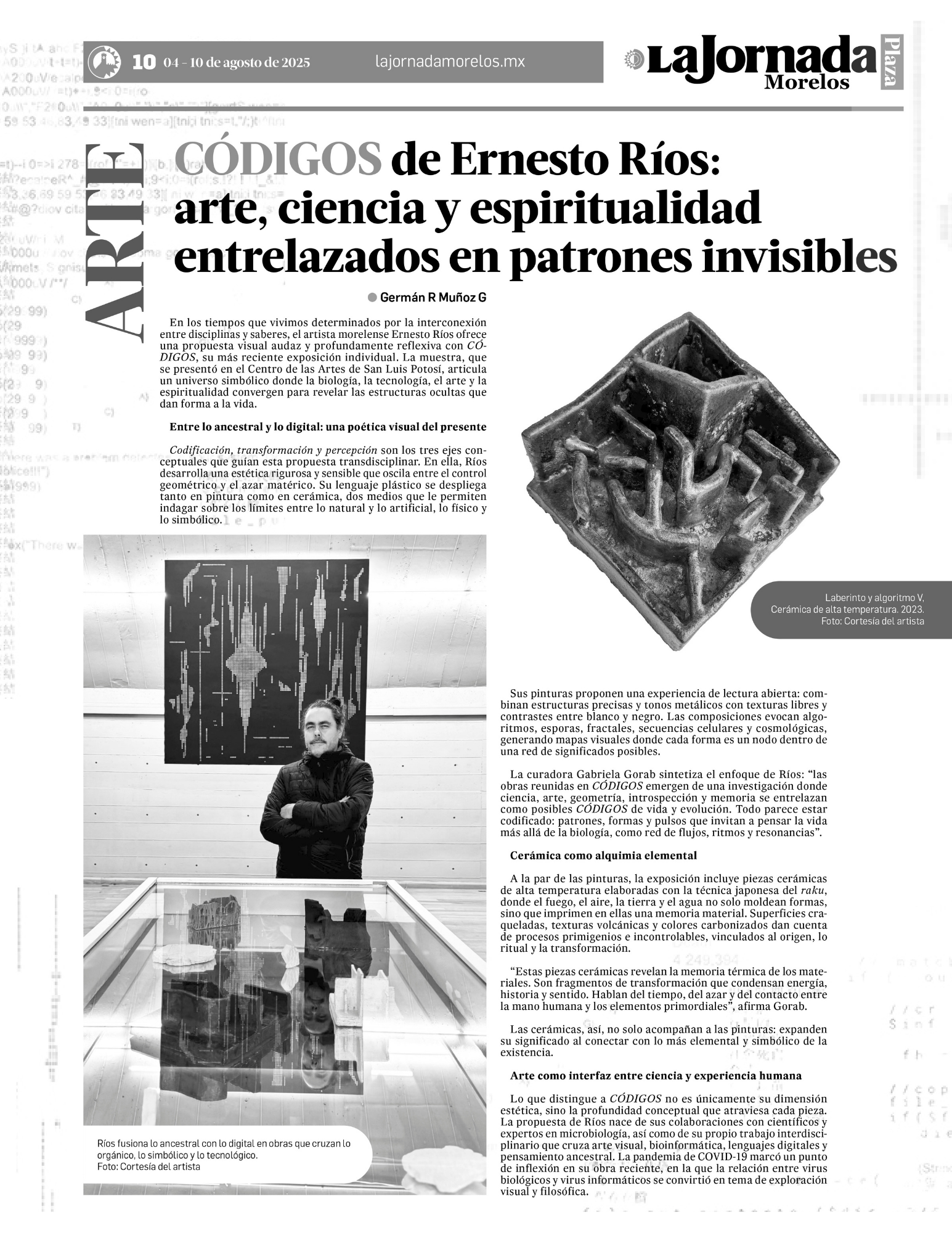 Ernesto Ríos. Códigos. Arte. Art Noticias News. Arte Contemporáneo. Contemporary art.
