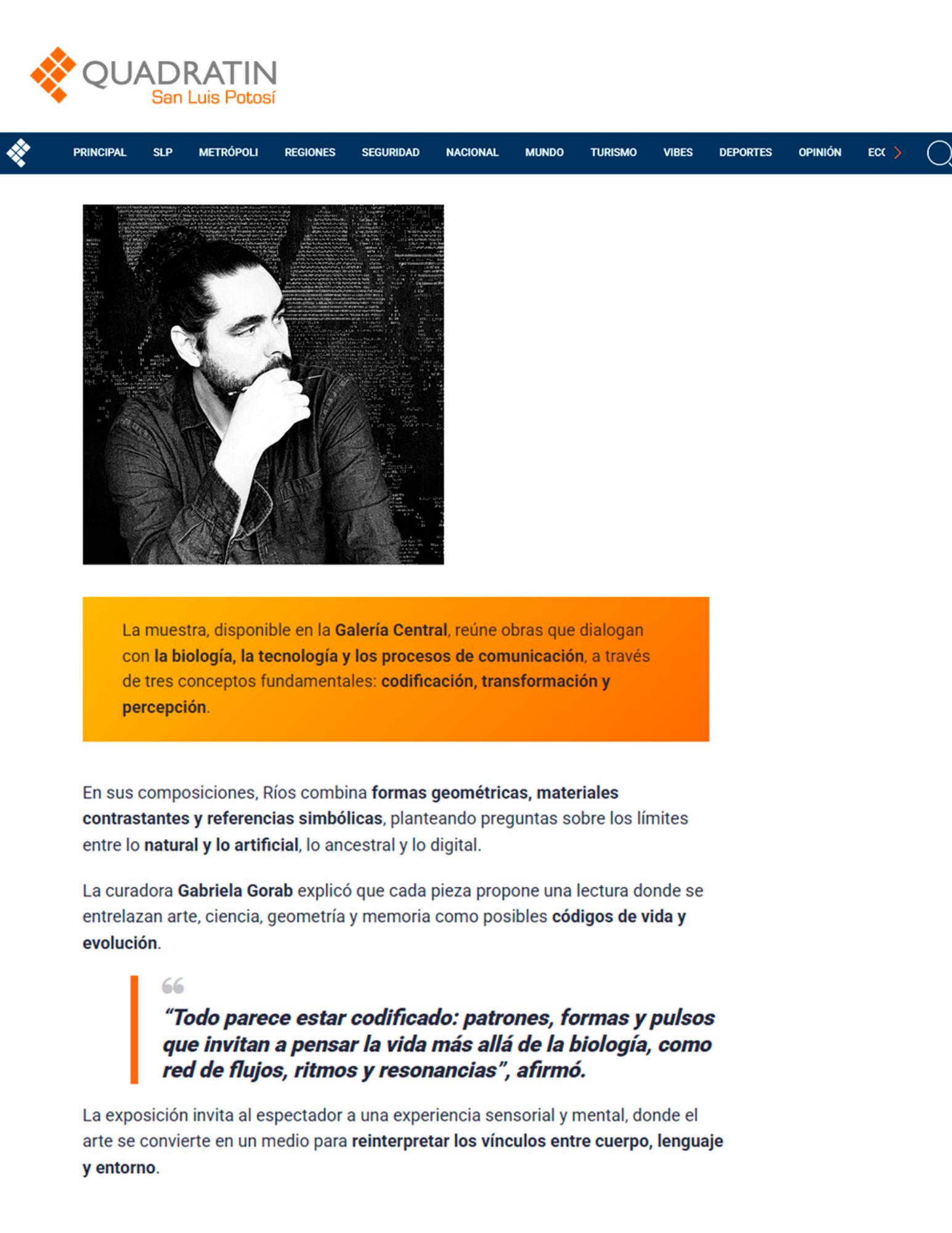 Ernesto Ríos. Códigos. Arte. Art Noticias News. Arte Contemporáneo. Contemporary art.