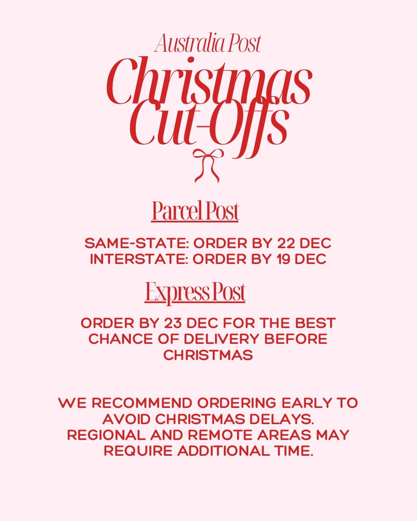 Don&rsquo;t be that person ordering on Dec 23 😭🎄

Xmas shipping cut-off dates are officially here. Do your future self a favour, plan ahead and get those gifts sorted early so they actually arrive in time 💕✨