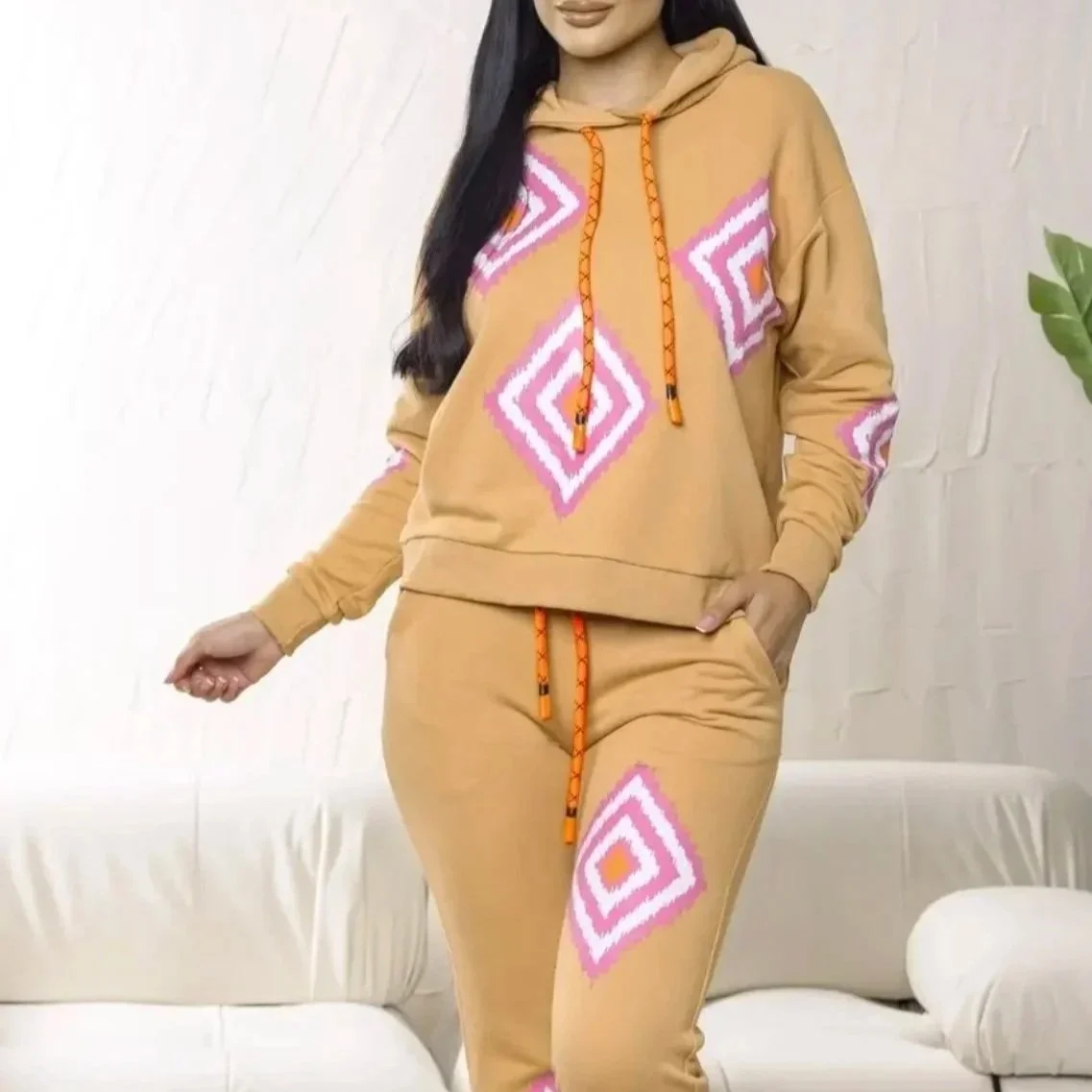 Balboa - Isabel Geometric Print Knit Hoodie and Jogger Set