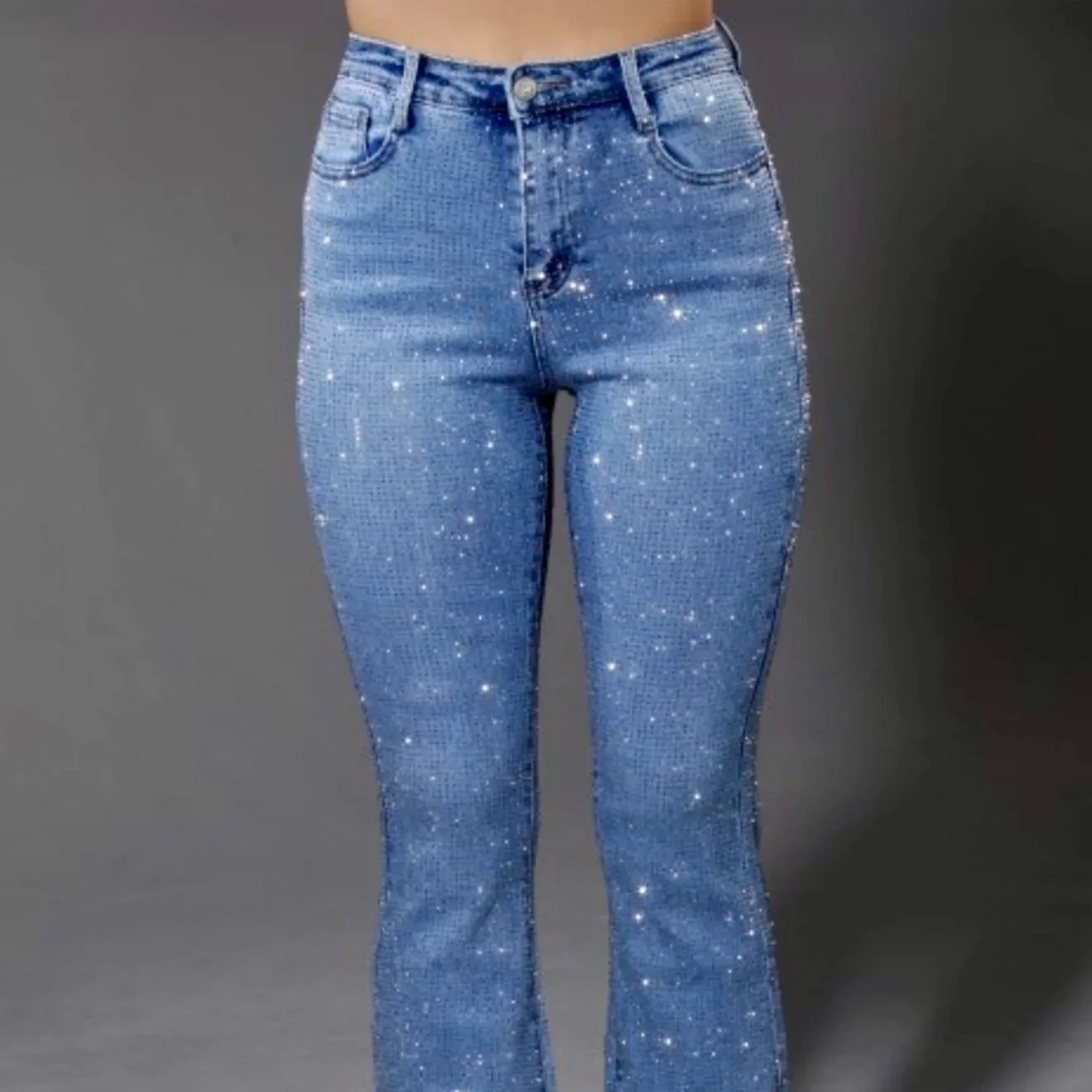 Nina Rossi Jeans - Blue Wash Full Stone Bling Jeans