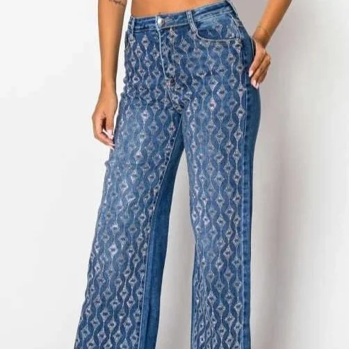 Nina Rossi - Diamond Drip Blue Denim Jeans