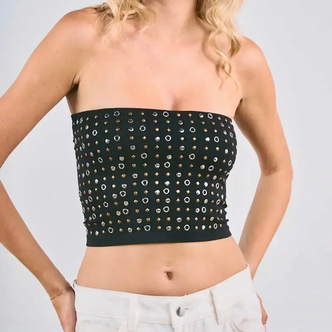 Anwnd - TWO-TONE STUD Tube Top