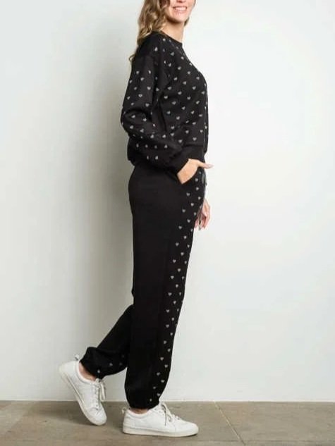KIWI - Rhinestone Hearts Joggers Set