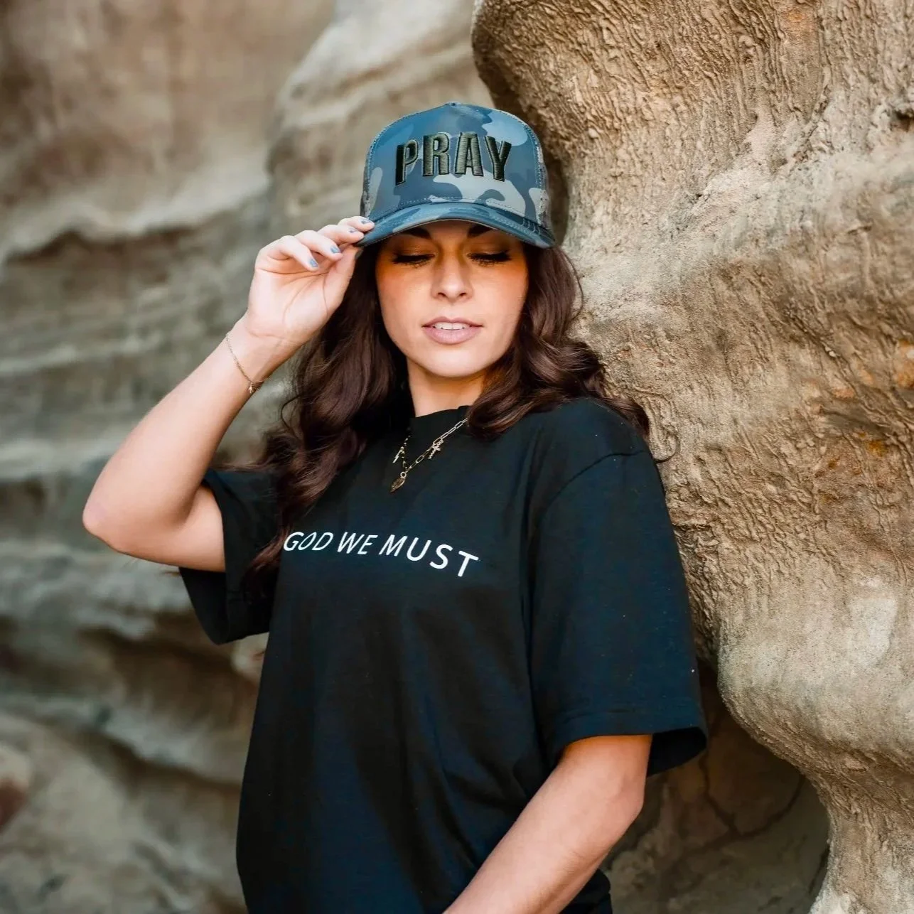 In God We Must - Pray- Camo Hat