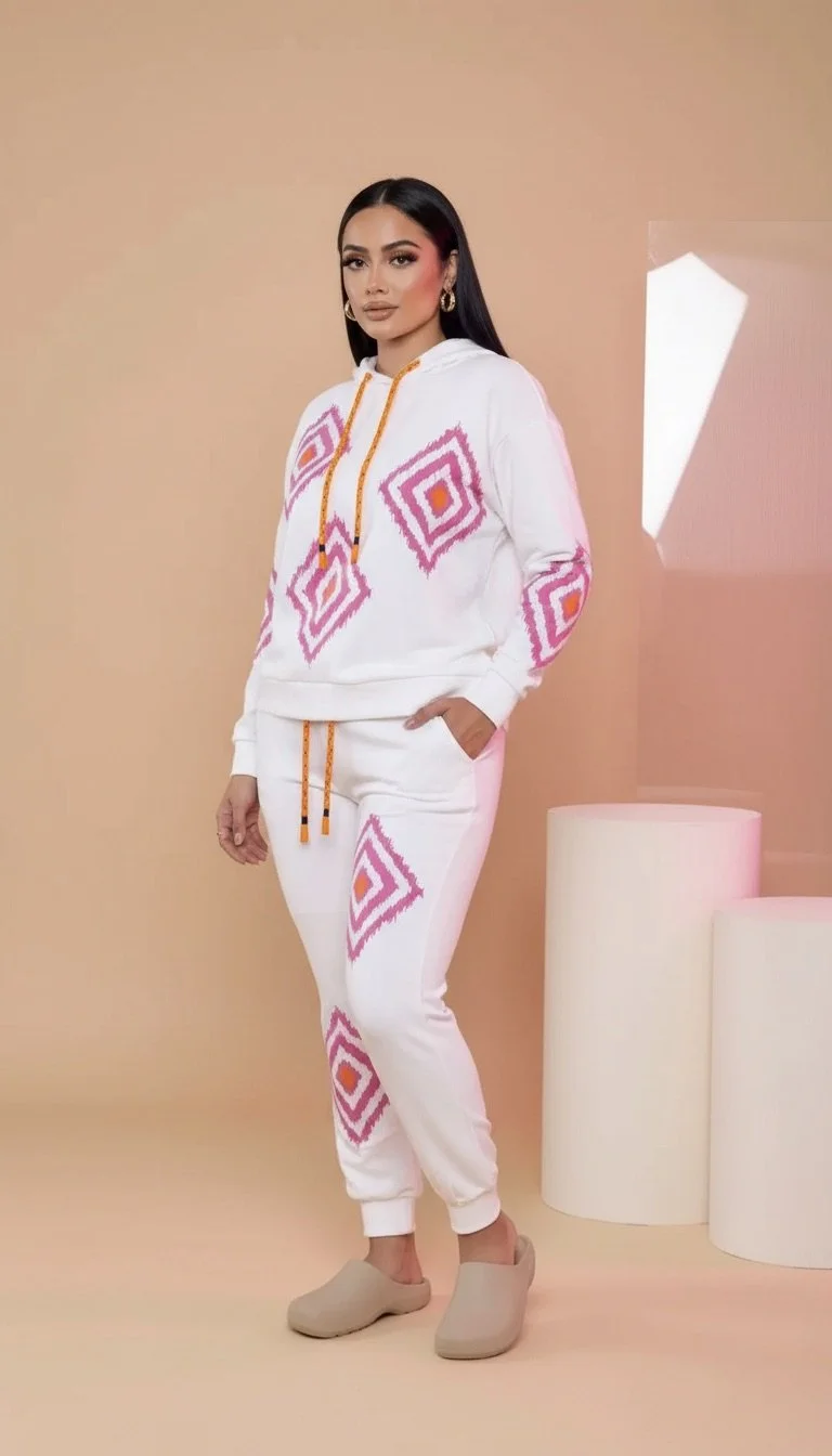 Balboa - Isabel Geometric Print Knit Hoodie and Jogger Set