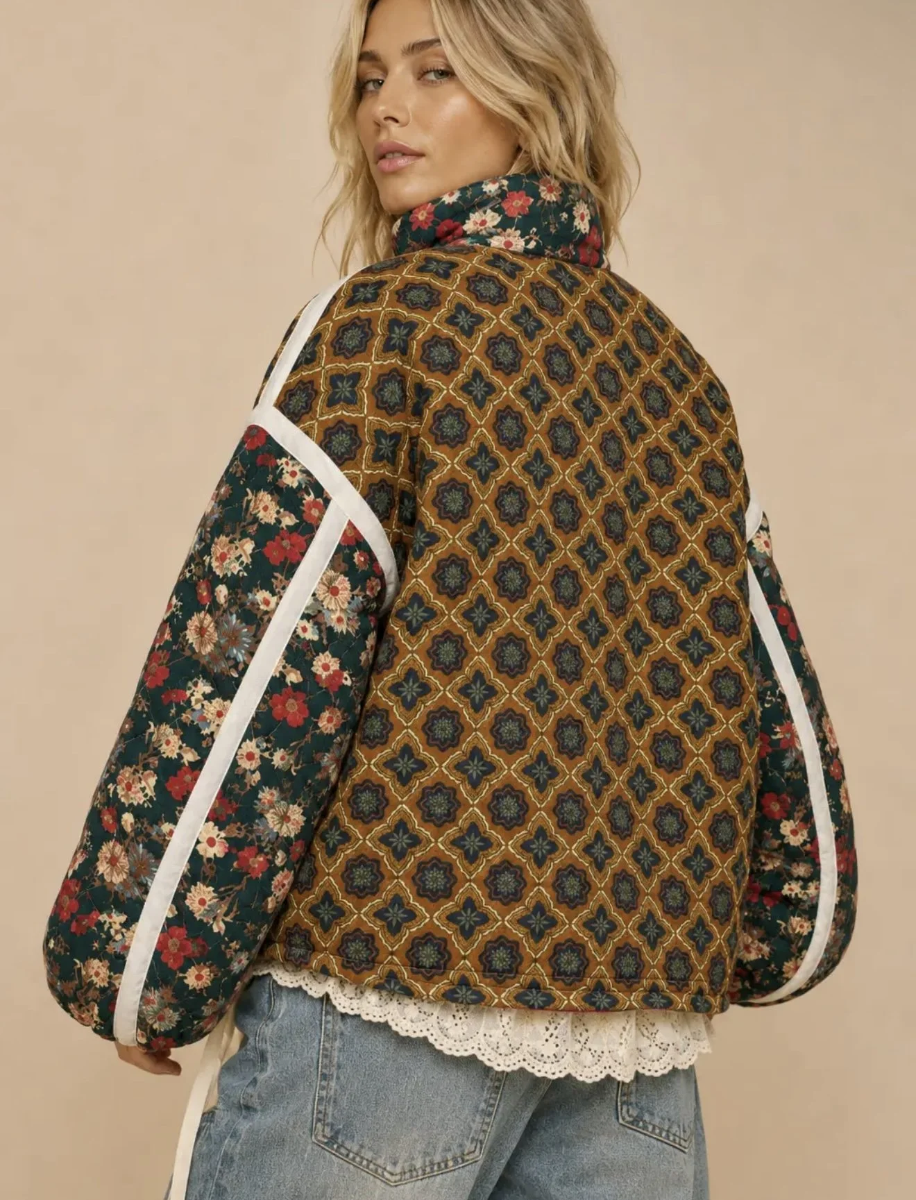 J.Nna - Patchwork Quilted Bomber Jacket