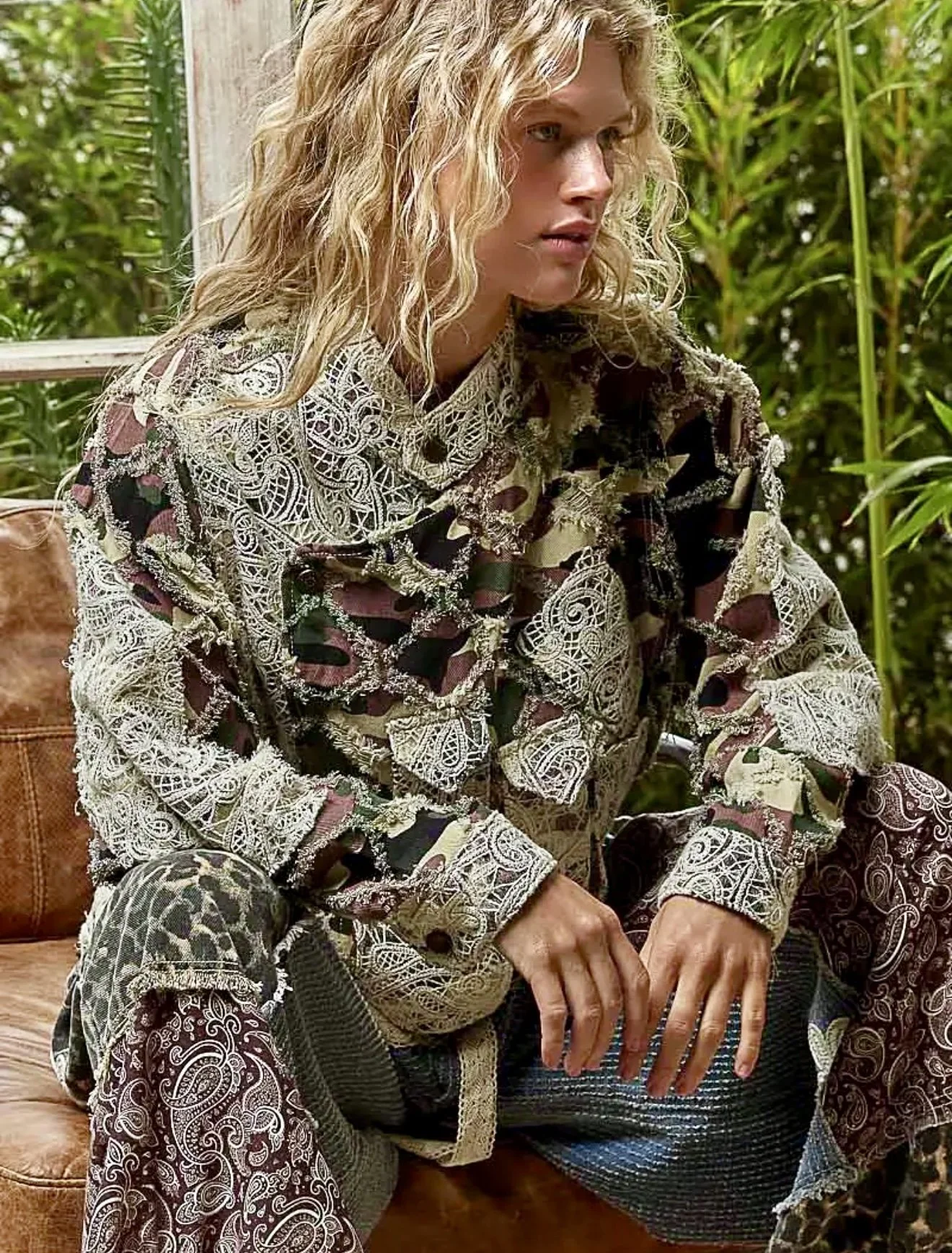 Lace Trimmed Camo Motorcycle Jacket