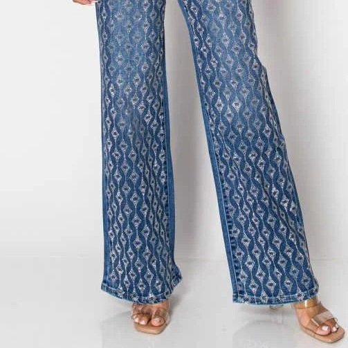 Nina Rossi - Diamond Drip Blue Denim Jeans