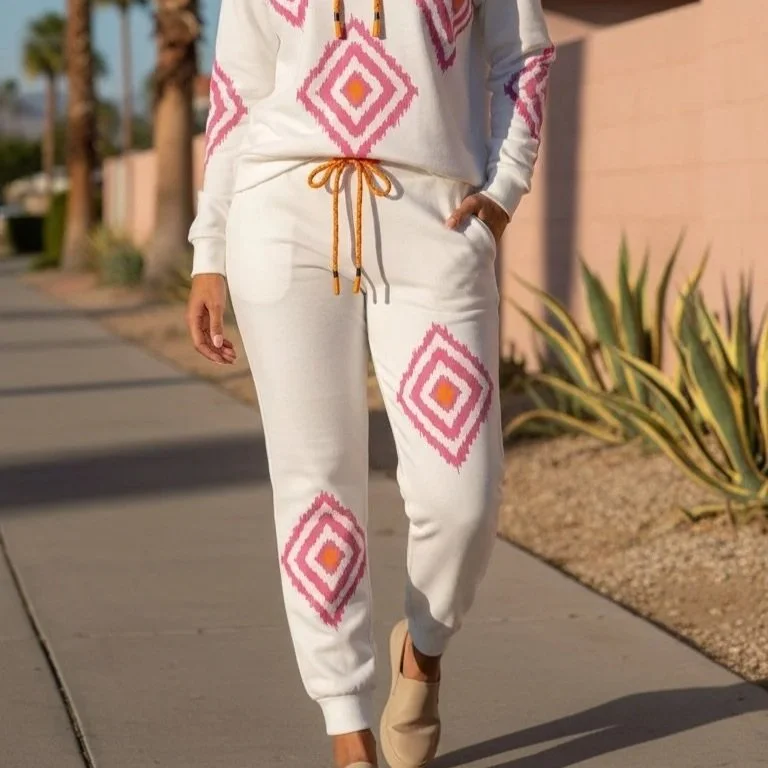 Balboa - Isabel Geometric Print Knit Hoodie and Jogger Set