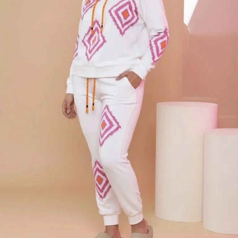 Balboa - Isabel Geometric Print Knit Hoodie and Jogger Set