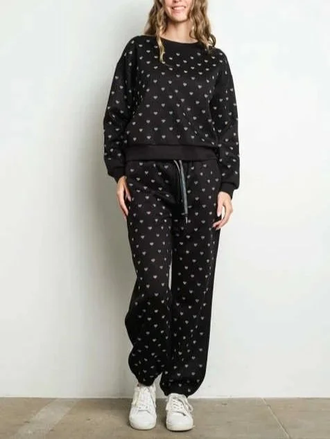 KIWI - Rhinestone Hearts Joggers Set