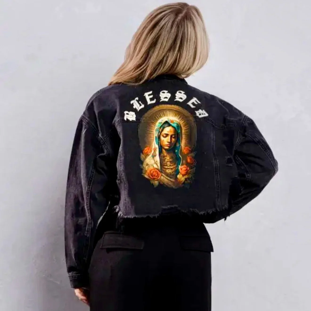 Trio Urban - Blessed V.M Crop Denim Jacket