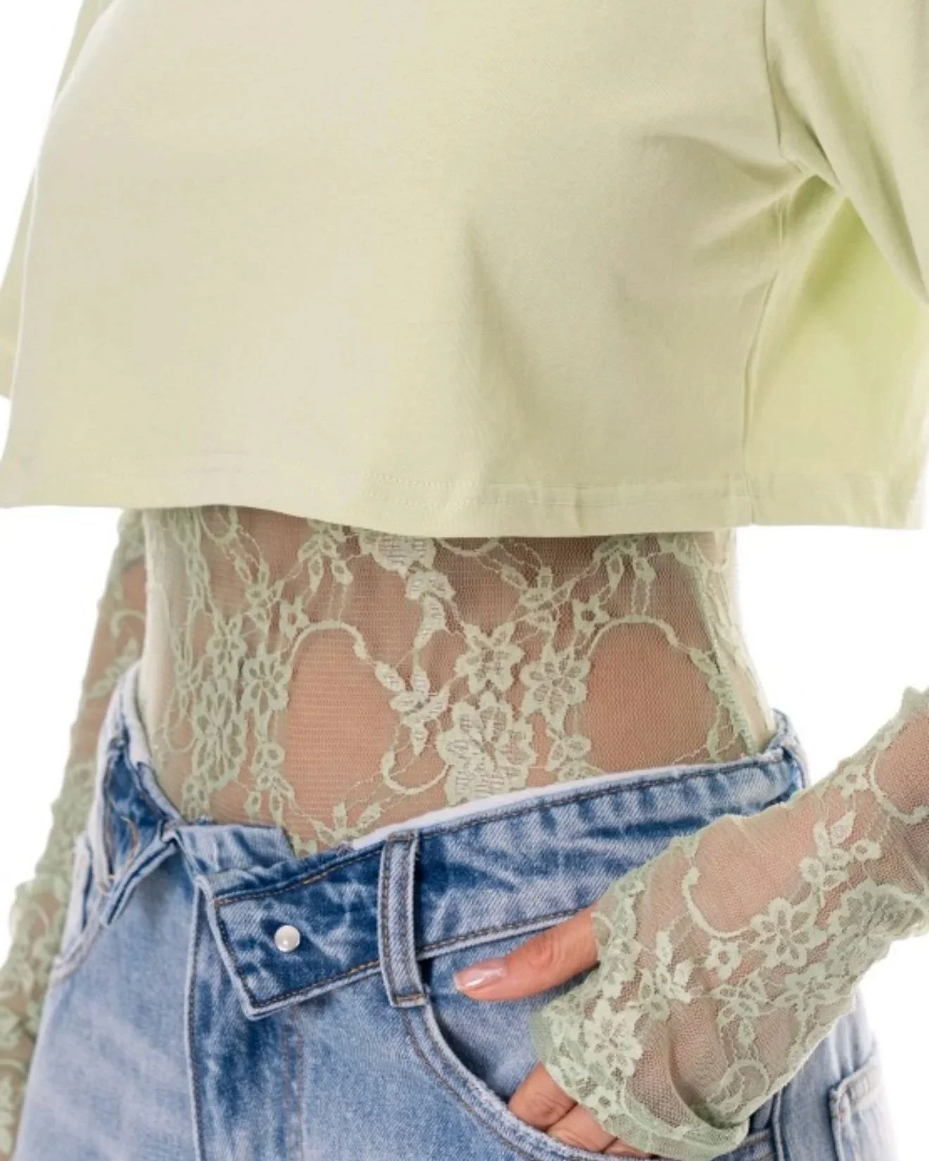 MALCA BY GALITA - Lace Bodysuit With Boxy Cropped Tee Combo