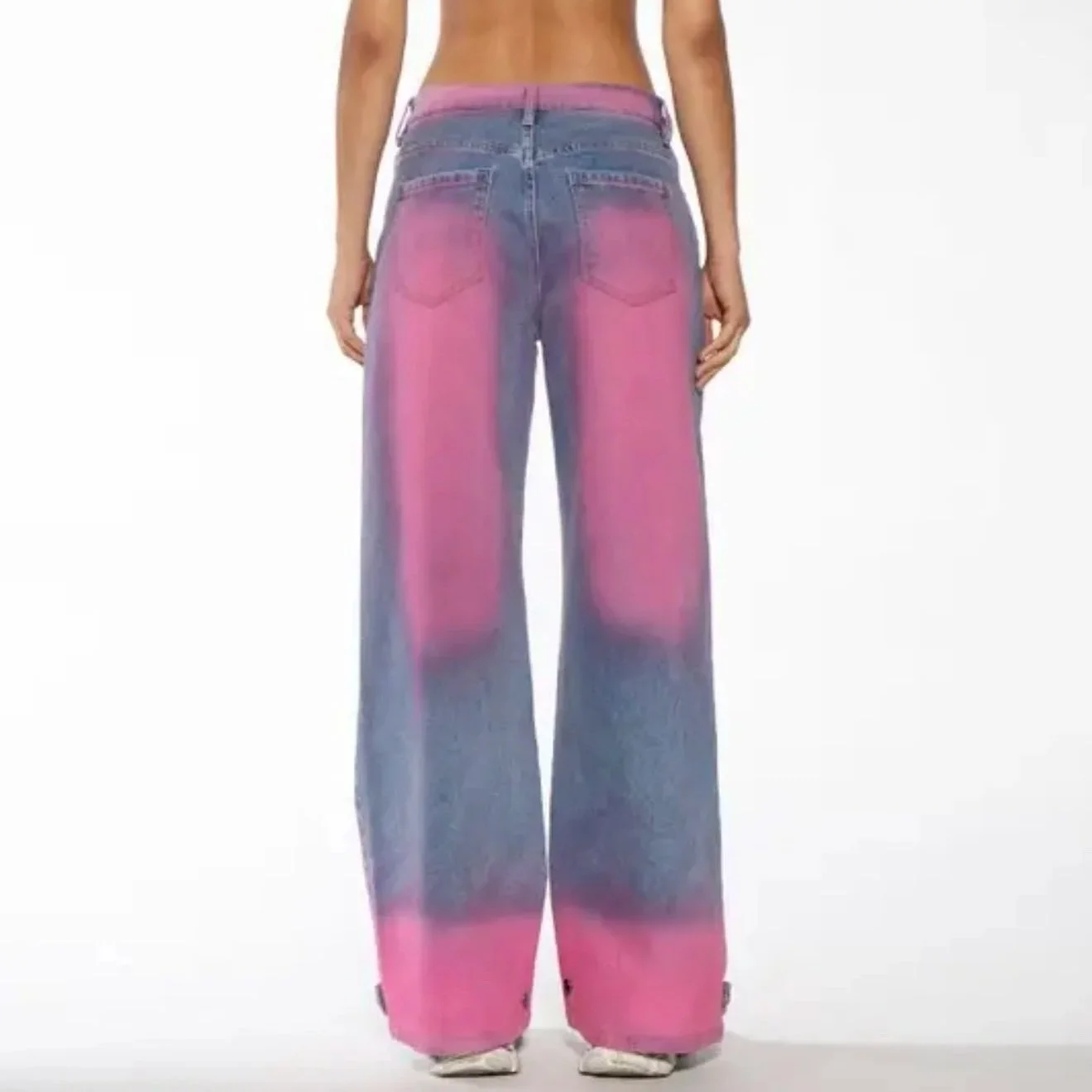Rehab Lab - Neon Fade Two-Tone Wide Leg Jeans