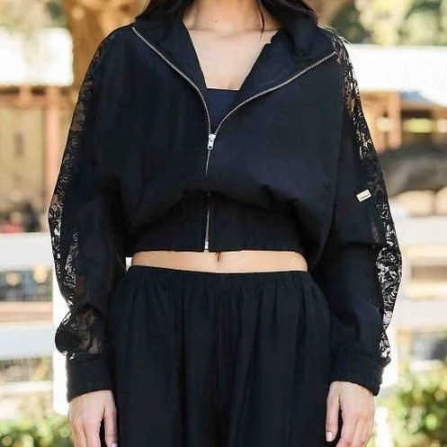 Vibrant M.I.U - Lace Wind Breaker Jacket and Lace Balloon Pants Set