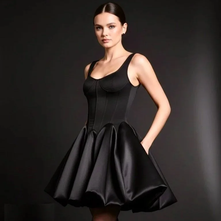 Rivir - Bandage Sleeveless Satin Flare Dress