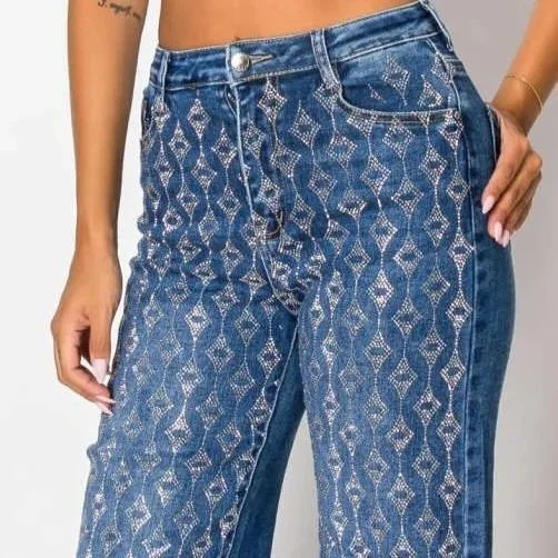 Nina Rossi - Diamond Drip Blue Denim Jeans