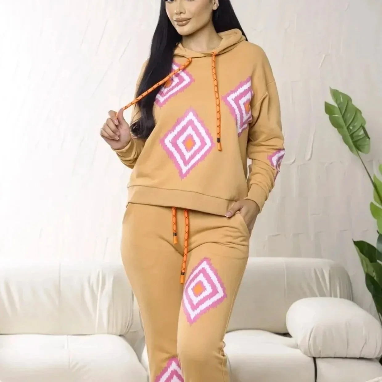 Balboa - Isabel Geometric Print Knit Hoodie and Jogger Set