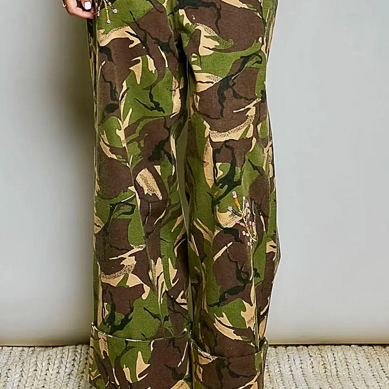 POL Floral Embroidered Woven Twill Jacket & Wide-Leg Pants