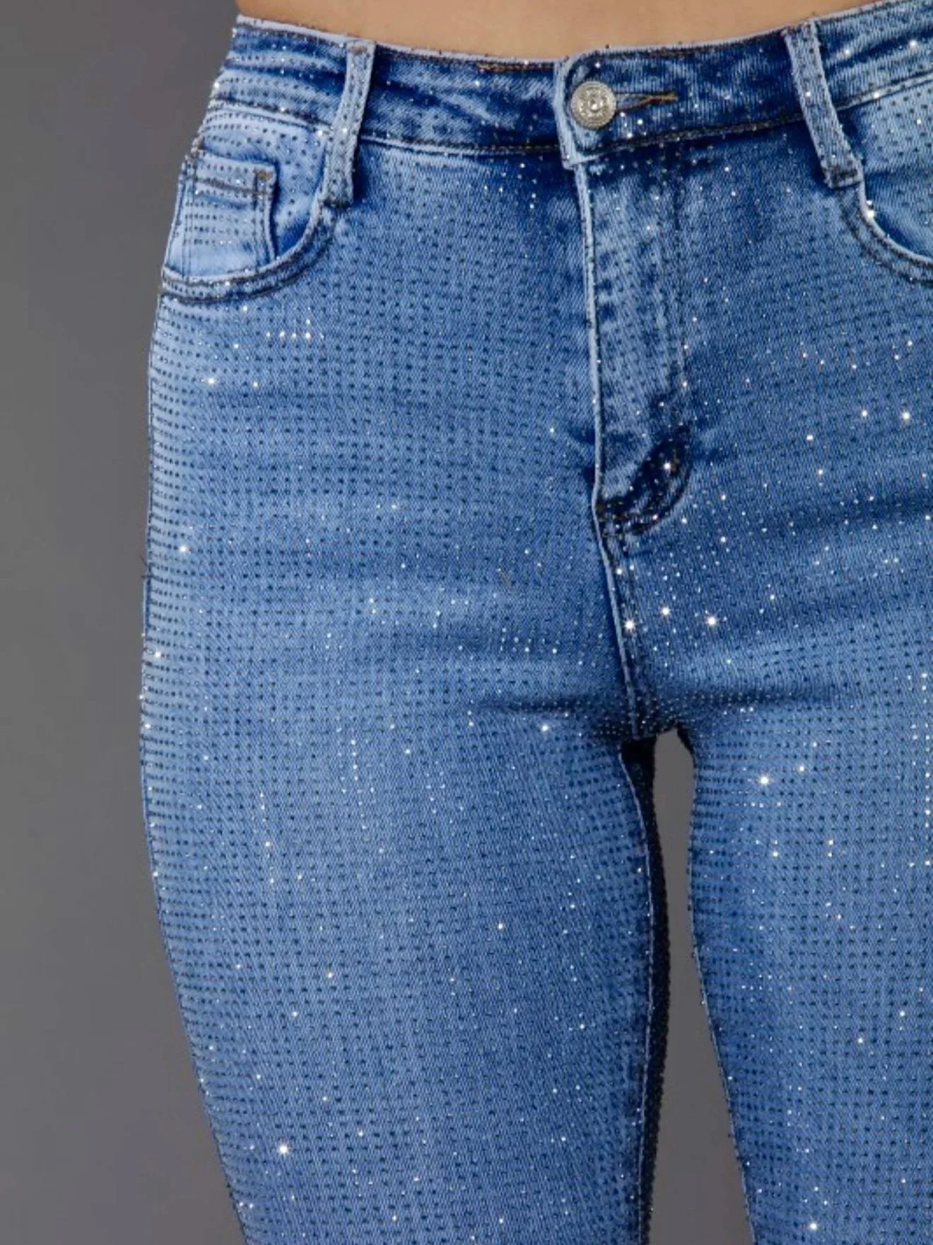 Nina Rossi Jeans - Blue Wash Full Stone Bling Jeans