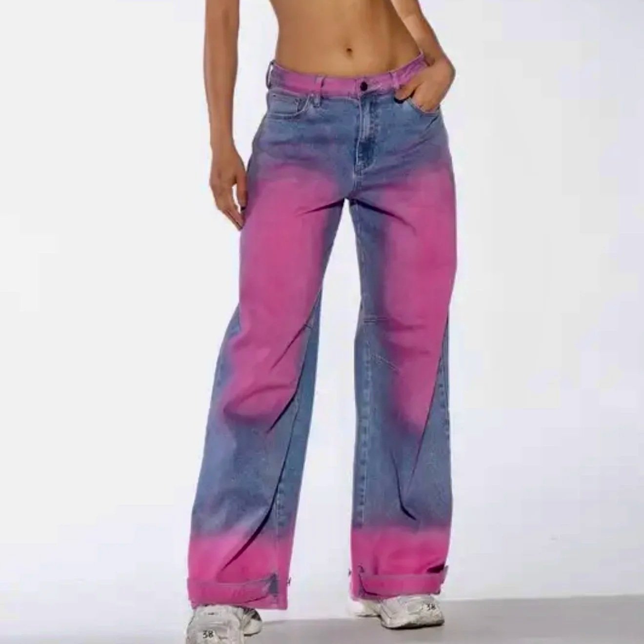 Rehab Lab - Neon Fade Two-Tone Wide Leg Jeans