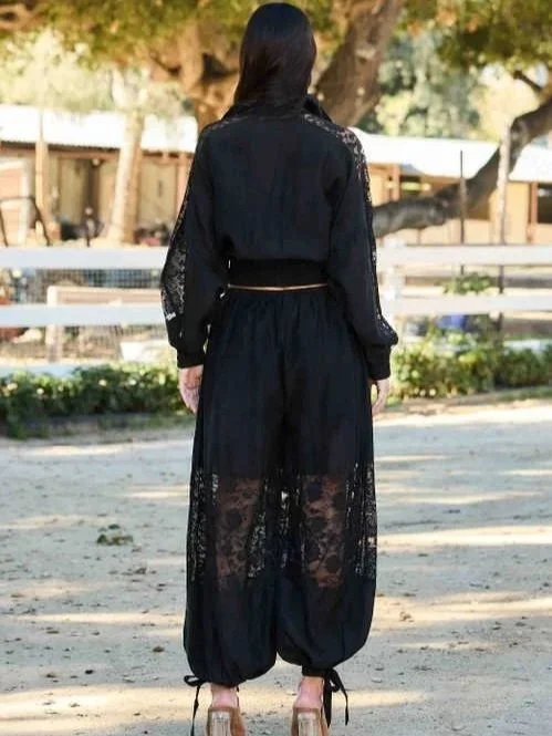 Vibrant M.I.U - Lace Wind Breaker Jacket and Lace Balloon Pants Set
