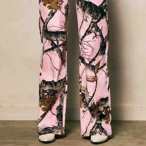 Vibrant M.i.U - PINK WOOD WIDE LEG JEANS