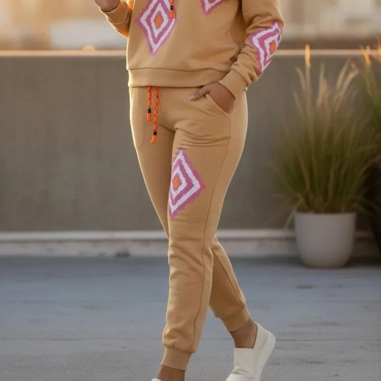 Balboa - Isabel Geometric Print Knit Hoodie and Jogger Set