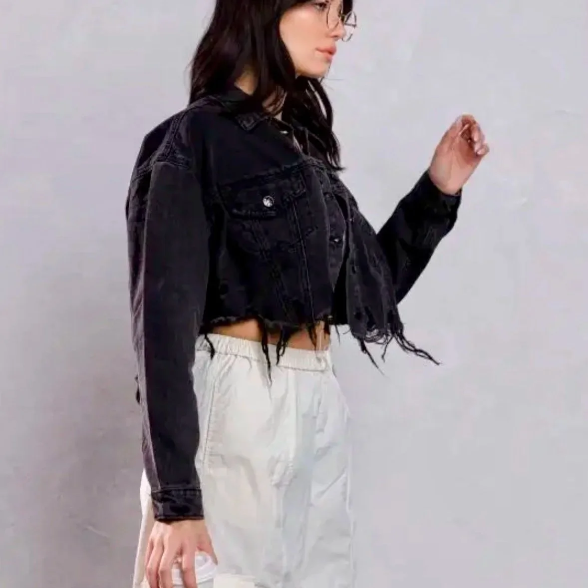 Trio Urban - Revolution Love Crop Denim Jacket