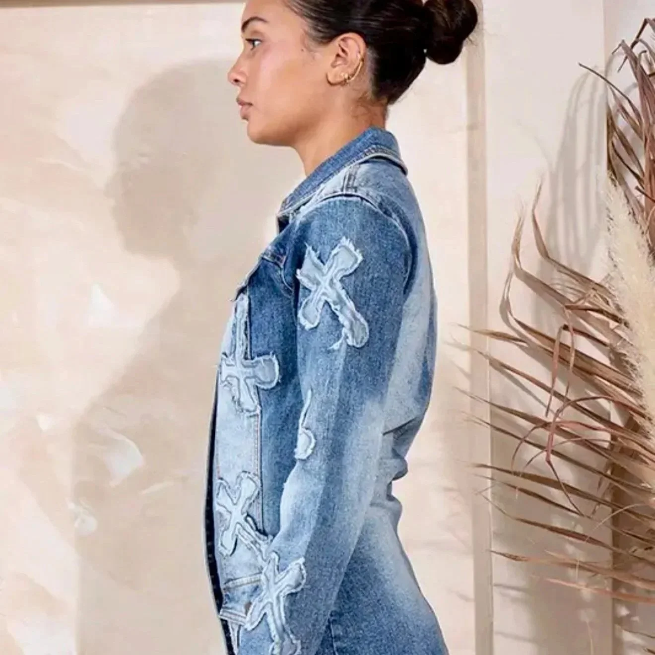 Rehab Lab - Cross Stitch Distressed Denim Mini Dress