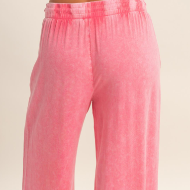 Mineral Wash Drawstring Wide Leg Pants - TAFFY PINK New With Tags Double Zero