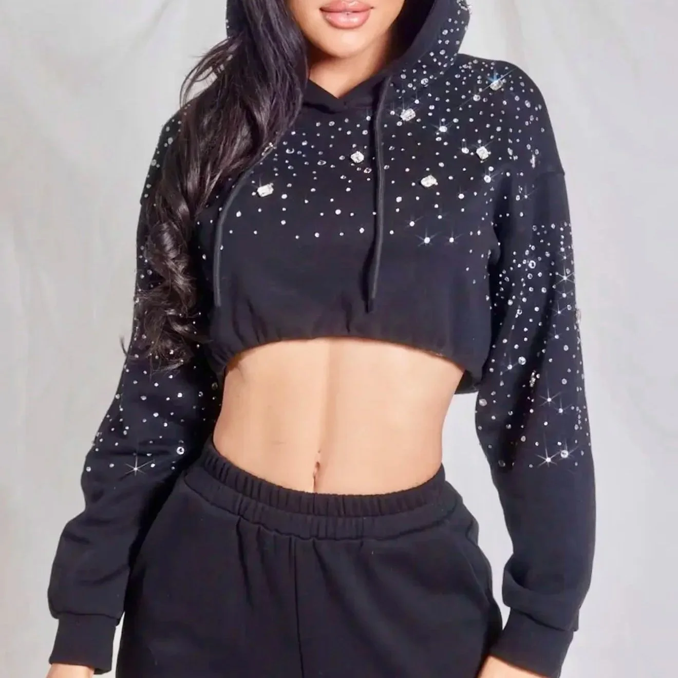 WFFS - Crop Rhinestone Hoodie