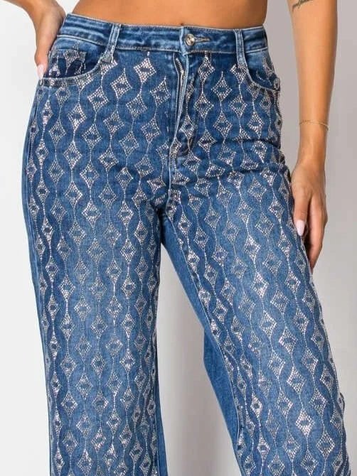Nina Rossi - Diamond Drip Blue Denim Jeans
